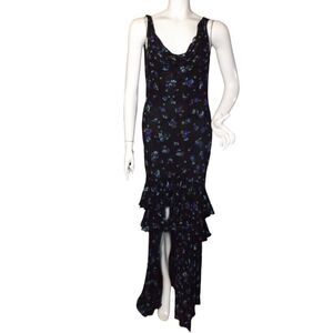 RAT & BOA Maxi Dress, M, Santiago Blue Floral, Walk-thru/Asymmetrical,Sleeveless
